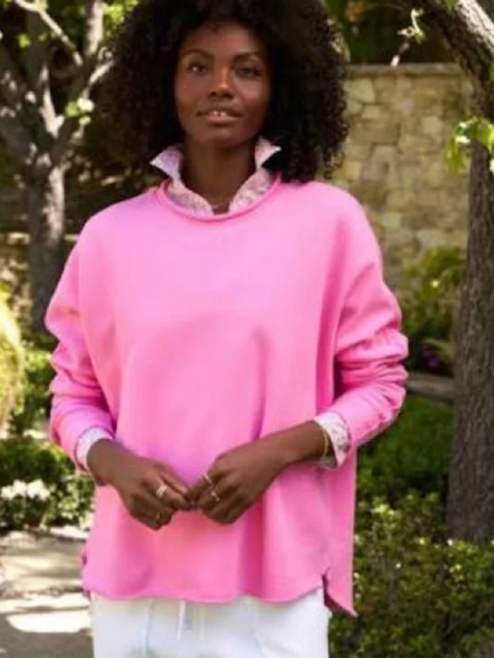 Frank & Eileen Anna Long-Sleeve Capelet In Hot Pink Women's size M